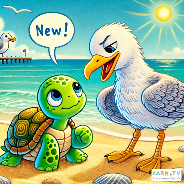 การ์ตูนสำหรับเด็ก ในรูปแบบ นิทานการ์ตูนสองภาษา เรื่อง The Brave Little Turtle หน้า 3